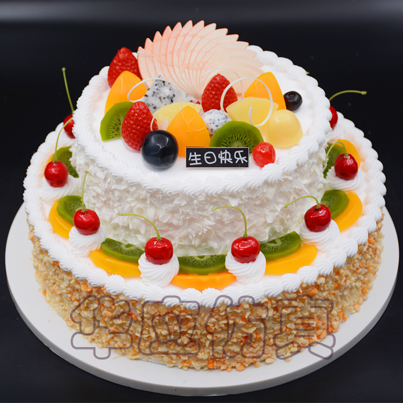 仿真蛋糕模型 新款雙層水果蛋糕樣品生日慶典蛋糕歐式塑膠假蛋糕在類目 家居飾品, 花瓶/花器/仿真花/仿真飾品, 仿真水果中 - 來自Buy2taobao.com提供專業的淘寶代購服務