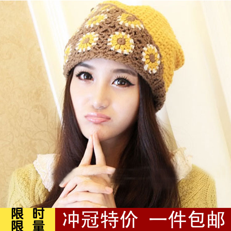 加厚女士帽子针织帽子...