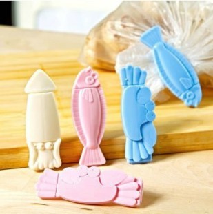  海鲜封口夹 密封夹 螃蟹 墨鱼 鱼（五支装）开袋食物密封夹 35g