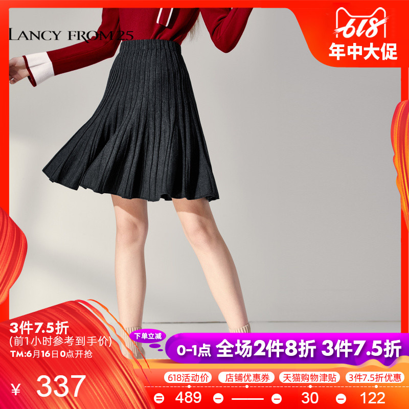 Lancy New Spring and Autumn ins Ultra-fire Paige Pleated skirt Korean Edition A word skirt Pure wool black skirtin the Women's clothing/Boutique , Skirts category - from Buy2taobao.com to provide professional Taobao agent buy service