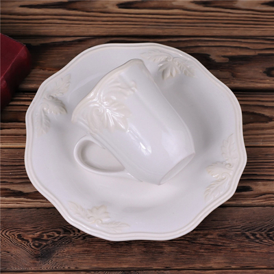 出口美国大牌Lenox白色浮雕做旧杯子盘子碟子碗餐具厨房家居