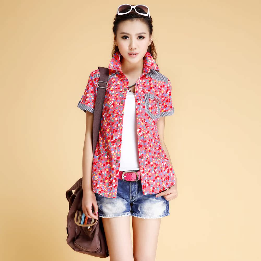 韩版复古碎花学院风...