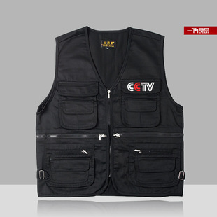  满百包邮 cctv 中国中央电视台 纯棉多兜马甲 摄影马夹摄像马甲
