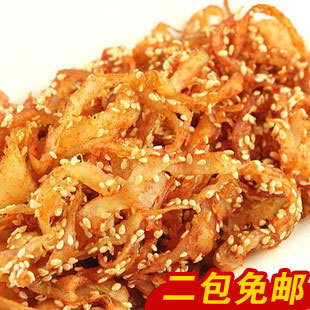  2袋包邮 靖哥哥海鲜零食 特级芝麻碳烤 香辣味鱿鱼丝 200g