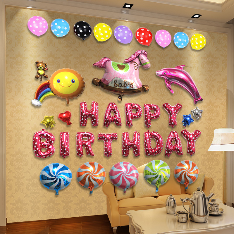 baby birthday party balloon decorate lovely Cartoon letter Aluminum balloon children birthday Background wall arrangementin the Festive supplies/Gift , Balloon/Floating air ball , Balloon category - from Buy2taobao.com to provide professional Taobao agent buy service