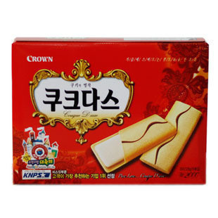  韩国进口零食品 CROWN可拉奥奶油蛋卷144克~儿童最爱吃