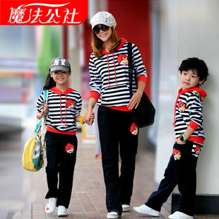  亲子装夏装新款一家三口母女母子韩版大码家庭套装愤怒的小鸟