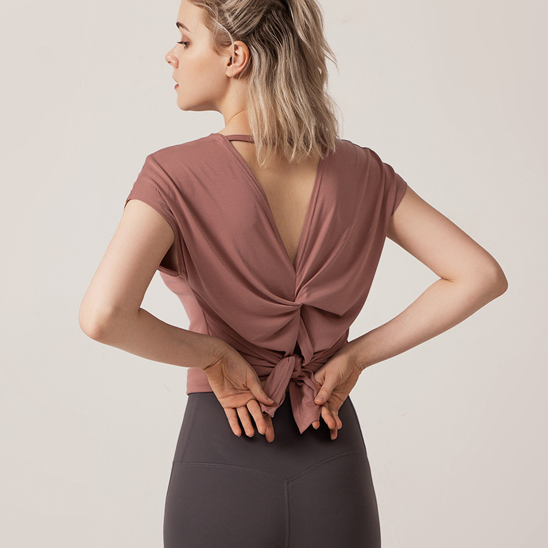 Short sleeved motion T-shirt Easy Quick drying Bodybuilding jacket have more cash than can be accounted for Split ends yoga Smock Backless Show thinin the Sportswear/Casual Clothing , Sports T-shirt category - from Buy2taobao.com to provide professional Taobao agent buy service