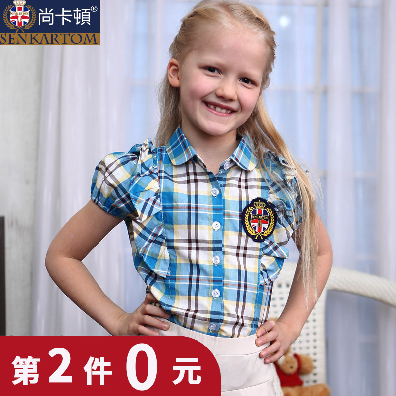 尚卡顿 全棉英伦格子女童短袖衬衫儿童夏季衬衣女圆领童装夏装614在类目 童装/婴儿装/亲子装, 衬衫中 - 来自Buy2taobao.com提供专业的淘宝代购服务