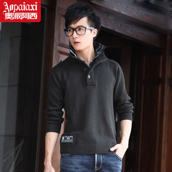 针织衫<em>搭配</em>_奥派阿西 <em>男士毛衣</em>外套<em>半高领</em> 韩