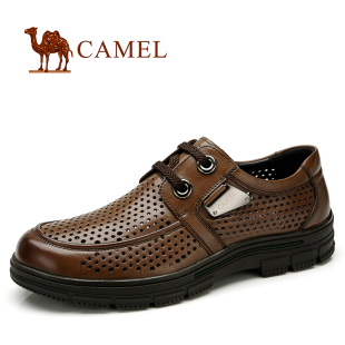  camel骆驼 男鞋 牛皮打孔透气 商务休闲鞋日常休闲鞋 新款2033607
