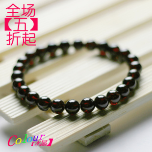  Colour水晶饰品 正品纯天然酒红石榴石水晶手链 女 首饰