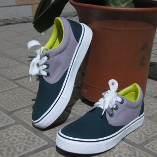  时尚帆布鞋 韩版系带低帮休闲男鞋子 平底拼色板鞋 四季单鞋潮流