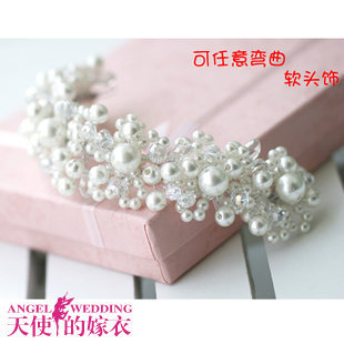  加长版配饰品 连连串珍珠水晶新娘头饰婚礼结婚 皇冠发饰 1930