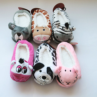  冬季卡通动物头儿童地板鞋袜套/防滑加厚加绒保暖亲子园地板袜