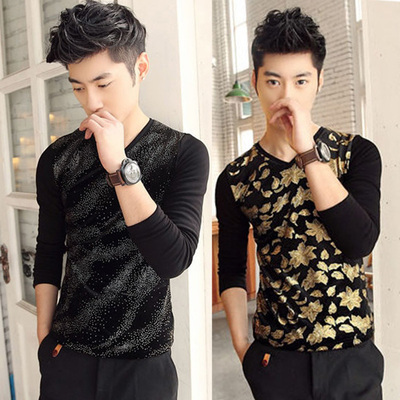 冬衣服修身型长袖<em>男士</em>t恤<em>发型</em>师<em>韩版</em>保暖小衫