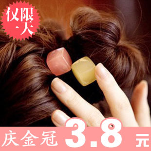  Aznavour韩国进口正品发饰 韩版糖果色方块发圈发绳
