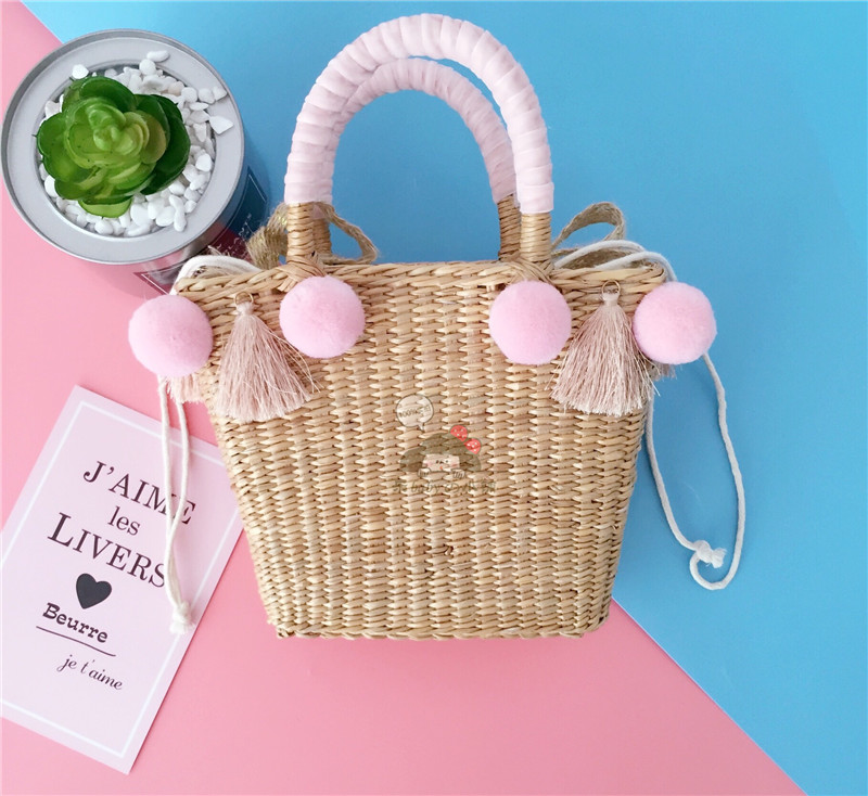 summer Korean Edition children Straw bag Mini lovely tassels Pompon Messenger Handbag girl Shopping basket Woven bagin the Toy/Childs/Puzzle/Building block/Model , Bags for children/Backpack/Bags , Messenger Bag/Bag/Purse category - from Buy2taobao.com to provide professional Taobao agent buy service
