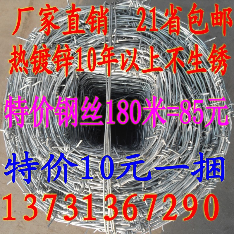 防盗防爬带刺铁丝网围栏围墙 镀锌防锈铁蒺藜刺绳刺丝网防护栏网在类目 五金/工具, 施工保护, 交通安全保护, 护栏/隔离栏中 - 来自Buy2taobao.com提供专业的淘宝代购服务