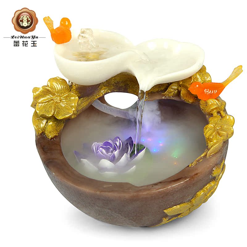 欧式创意荷花流水喷泉摆件 客厅书房简约现代树脂喜鹊桌面摆件 欧式创意荷花流水喷泉摆件 客厅书房简约现代树脂喜鹊桌面摆件