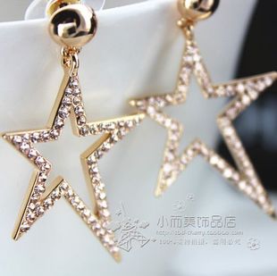 包邮欧美原单韩国批发韩版饰品水钻五角星耳钉耳饰女星星耳坠耳环 包邮欧美原单韩国批发韩版饰品水钻五角星耳钉耳饰女星星耳坠耳环