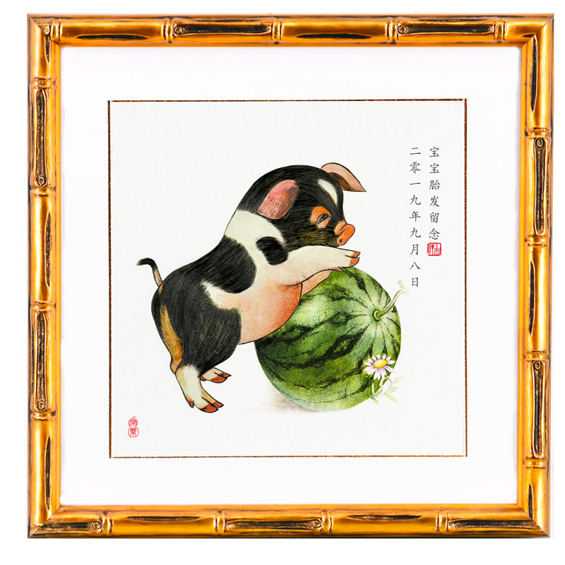 2019猪年生肖宝宝胎毛画纯手工制作新生儿礼物婴儿胎发纪念品定制|ruв категории игрушка/коляска/головоломка/блоки/модель, Ребенок сувениры/характер продукта, пушком вышивка - от Buy2taobao.com для оказания профессиональной услуги покупки агента Taobao
