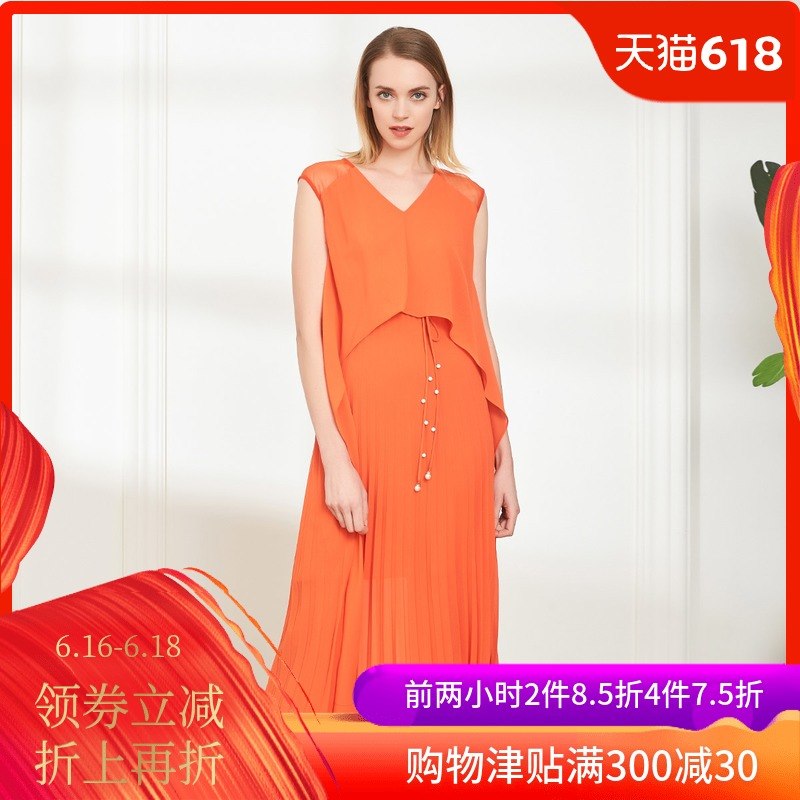 斯尔丽2019年夏季新款气质优雅时尚丝质无袖中长款修身褶皱连衣裙|ruв категории Женская одежда, платье - от Buy2taobao.com для оказания профессиональной услуги покупки агента Taobao
