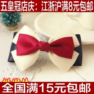  [满8元包邮]韩国饰品 韩版可爱双层混色蝴蝶结发夹 女生发饰头饰