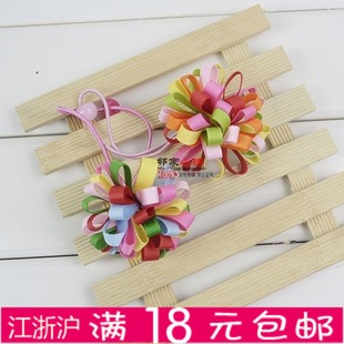  满包邮 韩国多色彩带彩球发圈发绳头花儿童发饰头饰韩版发夹批发