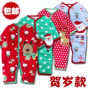  新生儿宝宝婴儿衣服男女-0-1岁夹棉连体衣爬服哈衣服装秋冬装加厚