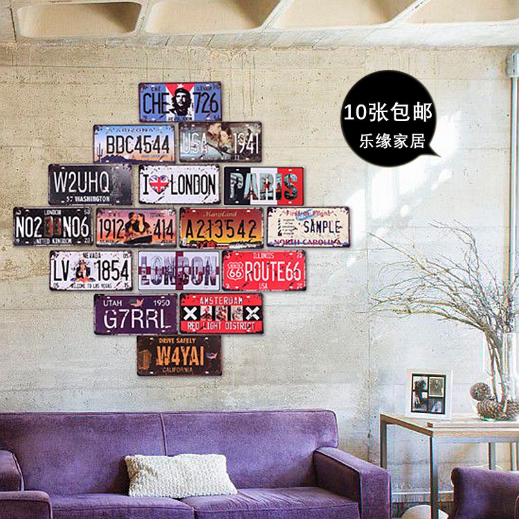 European and American style Cars Digital Star Vintage license plates bar Cafe indoor decorate Wall decoration Metal paintingin the Home accessories , Mural category - from Buy2taobao.com to provide professional Taobao agent buy service