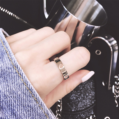 复古冷淡风钛钢食指戒指小众设计简约时尚个性气质指环网红戒子