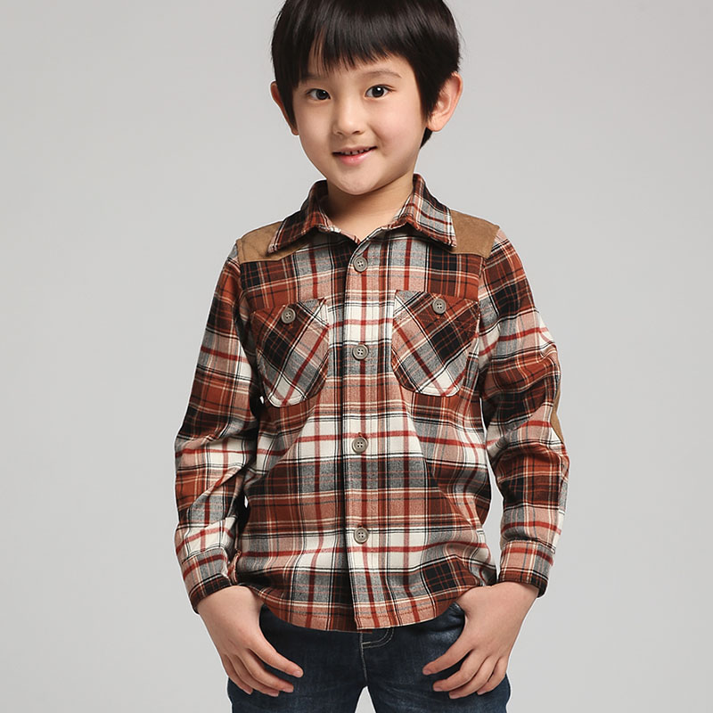 衬衫儿童衬衣格子长袖...