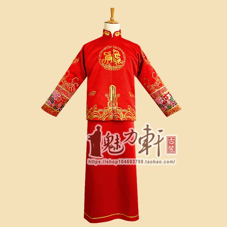 男士古装结婚喜服中式婚礼敬酒服装婚庆影楼摄影新郎服装红色刺绣|ruв категории Мужская одежда, национальная одежда - от Buy2taobao.com для оказания профессиональной услуги покупки агента Taobao