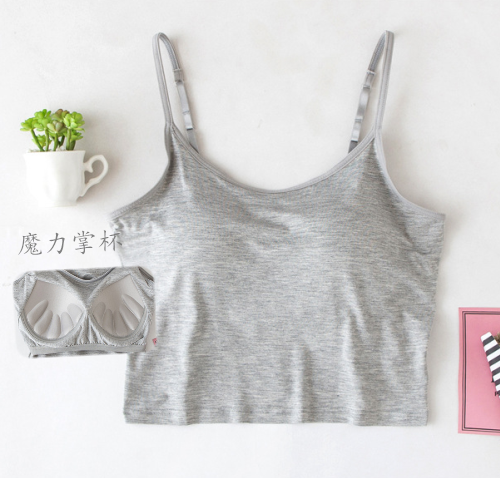 女莫代尔罩杯一体含胸垫无钢圈瑜伽内衣打底背心漏脐小吊带包邮|ruв категории движение/йога/фитнес/фанаты товаров, йога, йога одежды, йога бельё - от Buy2taobao.com для оказания профессиональной услуги покупки агента Taobao