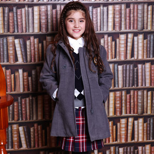  【品牌特卖】英伦童装儿童妮子大衣女童长款毛呢大衣外套12N901