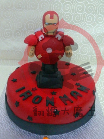 钢铁侠造型翻糖蛋糕 钢铁侠半身雕像蛋糕 mk2