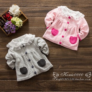 14春装新品女童手工编织<em>毛衣</em>儿童针织衫公主