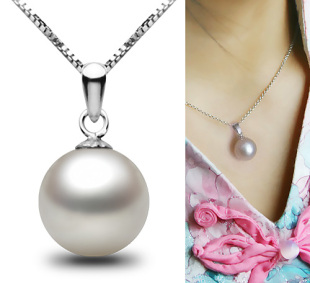  送女友！【希梵尼】天然珍珠吊坠 925银 正圆 正品 生日礼物 女