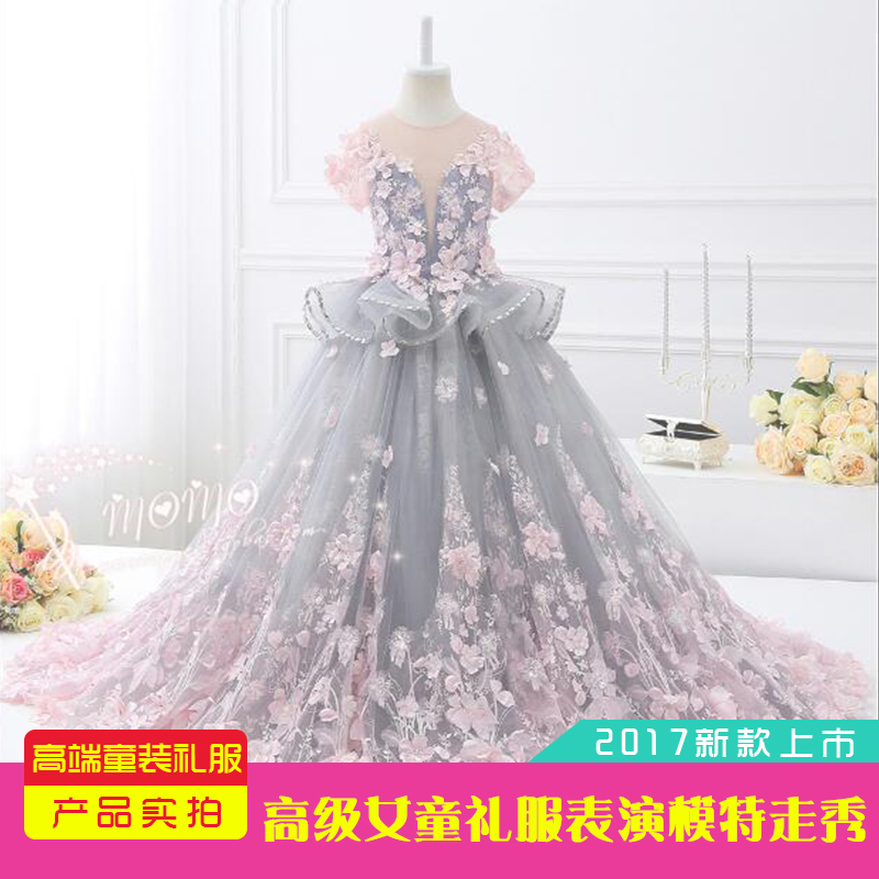 2018新款高端儿童礼服女童表演模特走秀手工花私人定制短中袖礼服在类目 童装/婴儿装/亲子装, 儿童礼服中 - 来自Buy2taobao.com提供专业的淘宝代购服务