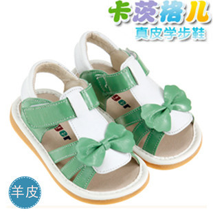  【卡茨格儿】夏季羊皮软底叫叫鞋学步鞋女宝宝凉鞋婴幼儿凉鞋女软