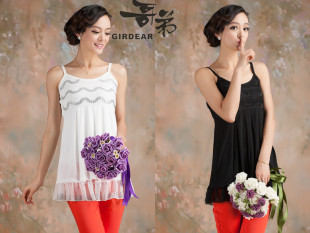  哥弟版正品牌女装春装新品 时尚雪纺吊带衫打底衫小背心