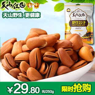  松子 新品 来自天山 新疆野生开口松子 颗粒饱满 250g 零食特产