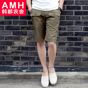  AMH男装韩国夏装新款韩版中腰军绿直筒短裤NN2025麒