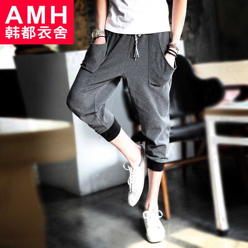 AMH男装韩国2013夏装新款韩版中腰拼色七分休闲裤NR2002輣