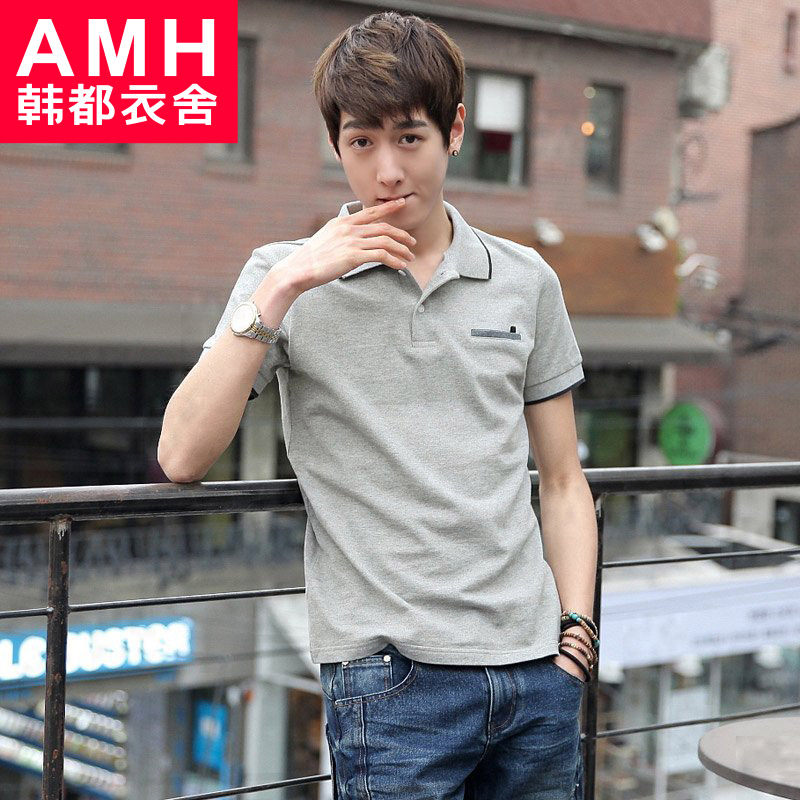 AMH男装韩国2013夏装新款韩版修身翻领短袖POLO衫NS2148瑃弎