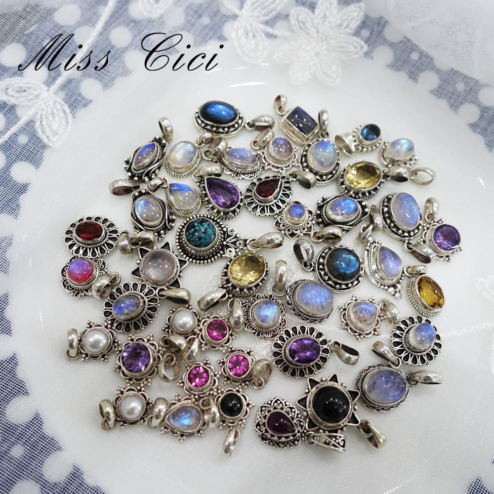 Nepal Retro Moonlight Stretch Garnet Citrine Pearl powder blue Topaz clavicle Pendant giftin the Accessories/Fashion Jewelry, Pendant/Pendant category - from Buy2taobao.com to provide professional Taobao agent buy service
