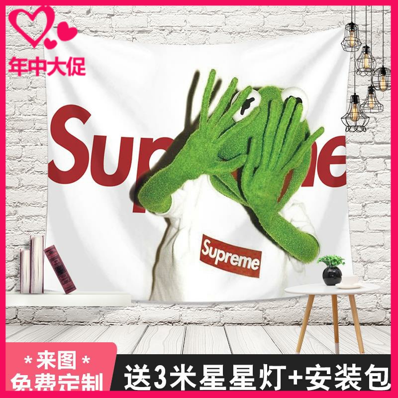 网红潮牌青蛙背景布ins挂布挂毯墙布网红房间北欧风装饰布卧室挂|ruв категории домашний ткань, гобелен/гобелен - от Buy2taobao.com для оказания профессиональной услуги покупки агента Taobao