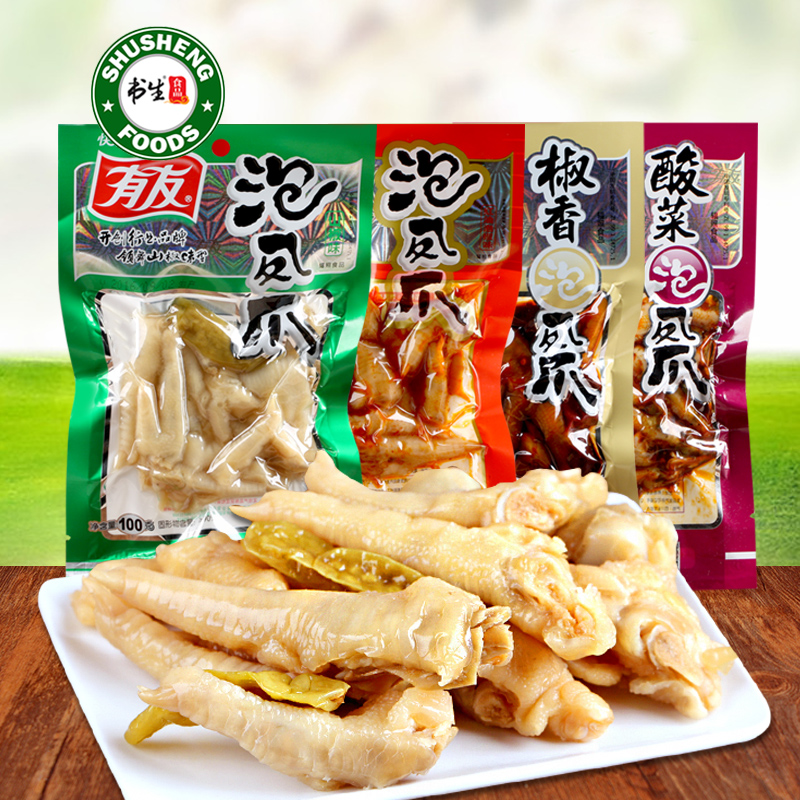 有友泡椒凤爪100g地道川味重庆特产麻辣休闲零食品零嘴小吃辣的在类目 零食/坚果/特产, 牛肉干/猪肉脯/卤味零食, 鸡肉零食中 - 来自Buy2taobao.com提供专业的淘宝代购服务