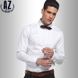  AZ男装春装 英伦绅士纯棉长袖衬衫 男士韩版时尚修身衬衣